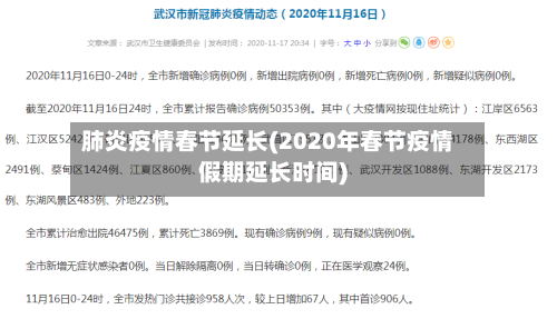 肺炎疫情春节延长(2020年春节疫情假期延长时间)