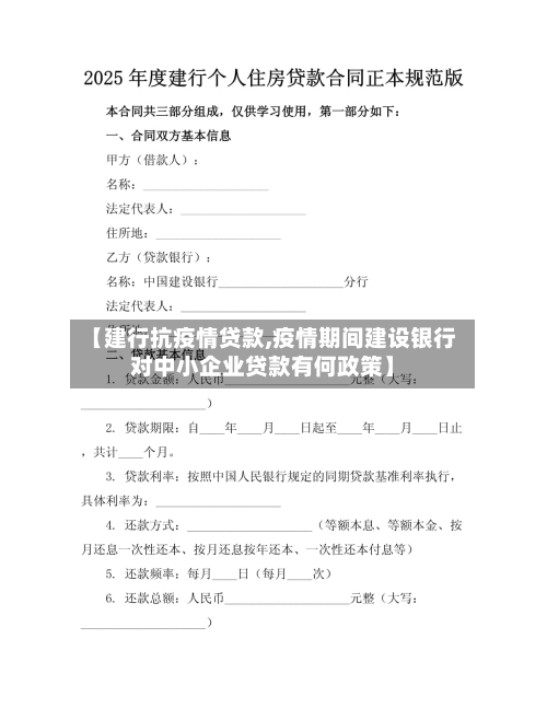 【建行抗疫情贷款,疫情期间建设银行对中小企业贷款有何政策】
