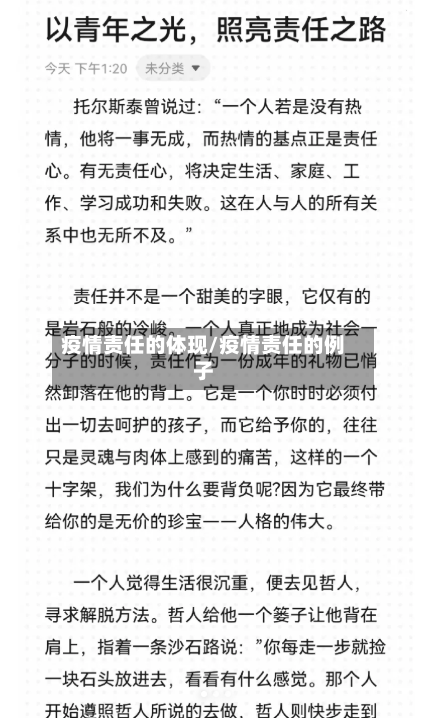 疫情责任的体现/疫情责任的例子