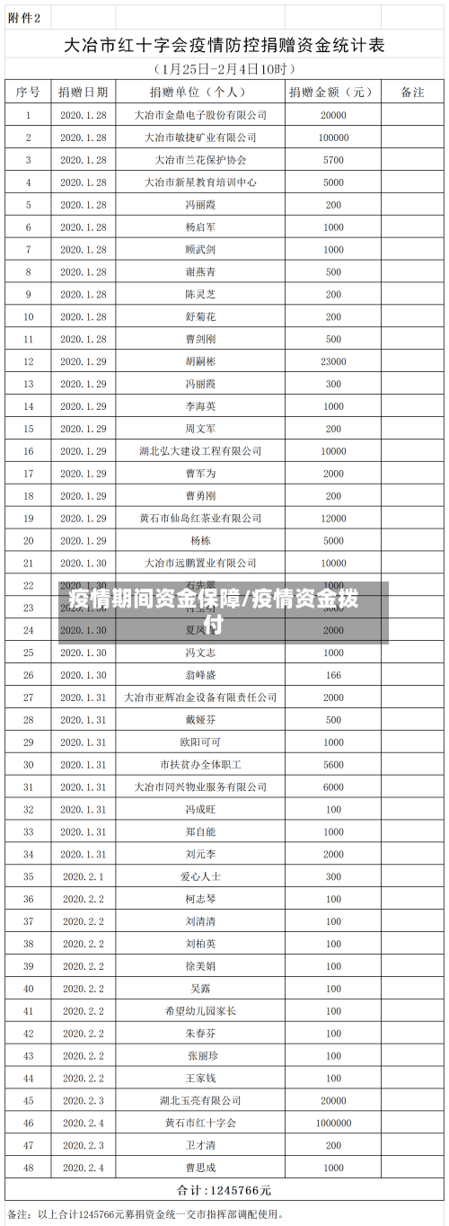 疫情期间资金保障/疫情资金拨付