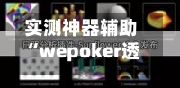 实测神器辅助“wepoker透视挂在哪里”开挂辅助脚本+详细